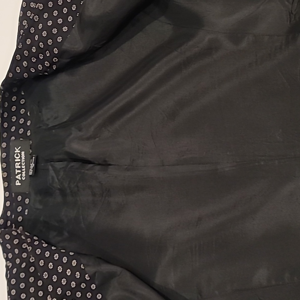 Patrick Collection 100% Silk Collarless Jacket Black White Medium - Picture 14 of 15